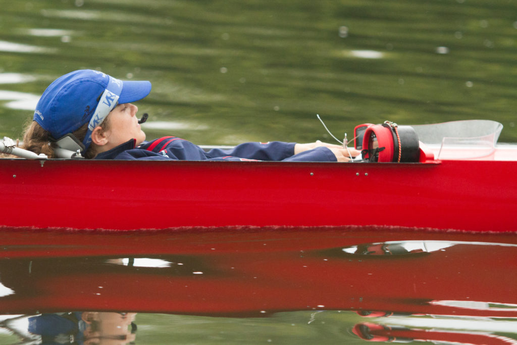 Jenny Sichel practices for the 2015 World Rowing Championships with the LTA4+